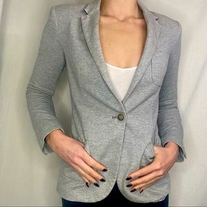 Zara Basics 100% Cotton Gray Blazer with Front Button Closure and Shoulder Pads
